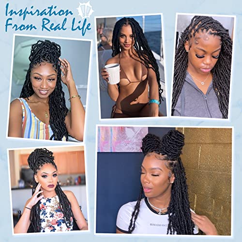 Olymei 40 Inches Full Double Lace Front Square Knotless Locs Braided Wigs For African American Women Loc Braid Wig With Baby Hair Black Synthetic Lace Frontal Braid Wigs(1B) #TOP6