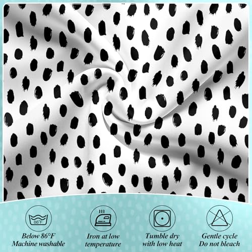Image of 9FT Irregular Polka Dots Table Skirt Teacher Desk Skirt for Black and White Classroom Decor Rectangle Back to School Table Cloth Birthday Party Supplies for Kindergarten Office Dorm Bookcase Cabinet