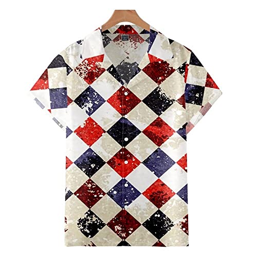 Chemise décontractée d'été grande taille boutonnée motif géométrique vintage