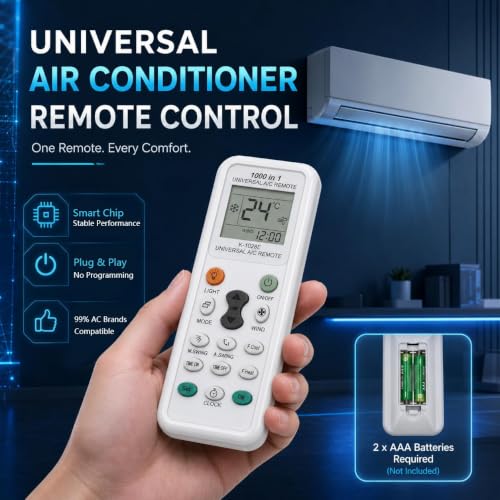 Miniatura 4 de Mando Aire Acondicionado Universal K-1028E 1000 en 1 Pantalla LCD | Cuenta con Temporizador, Reloj y Refrigeración Rápida, Compatible con LG, Samsung, Gree, Toshiba, Haier, Midea y Más Marcas