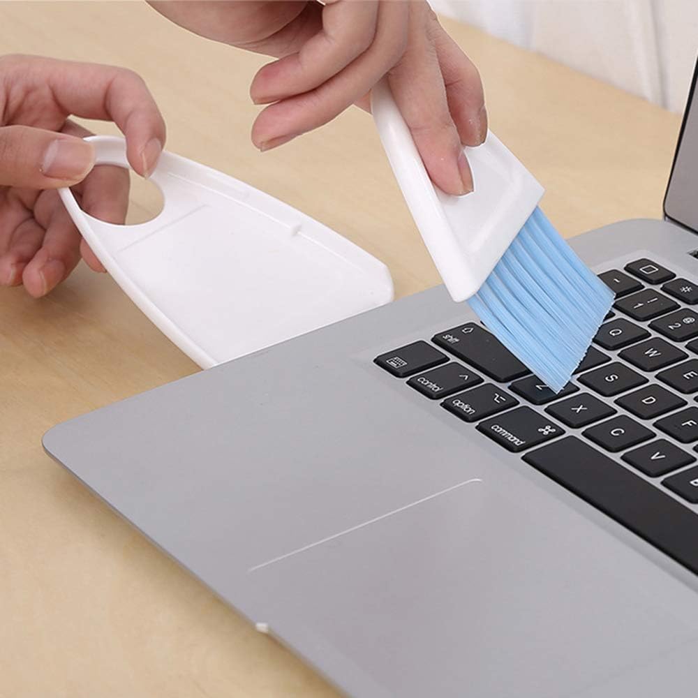 Mini Broom and Dustpan Set Small Hand Broom and Dust Pan Tiny Dustpan and Brush Set for Cleaning Table Countertop Keyboard Pets Hair and Small Messes - 1 Pack Blue & White
