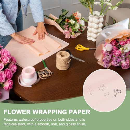 Papier d'emballage cadeau feuille imperméable rose pour fleuriste et DIY - 4
