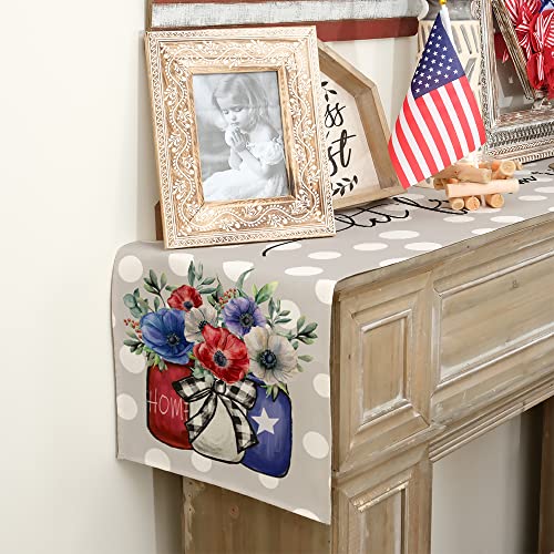 ARKENY Patriotic Red White and Blue Table Runner #TOP24