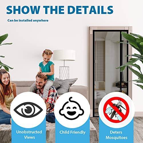 Sekey Fliegengitter Tür Vorhang Gegen Katzenkratzer Seitliche Öffnung Fliegengitter Ohne Bohren Balkontür Fliegenvorhang aus Fiberglas Netz Schwarz 110x210cm