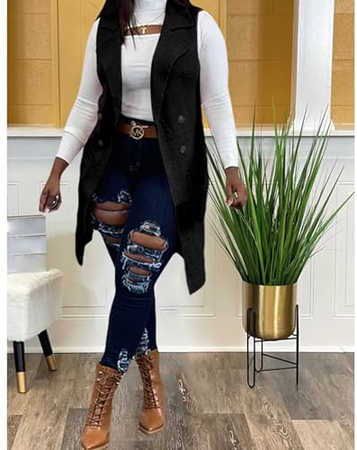 Image of Women's Casual Sleeveless Long Sweater Vest Open Front Cardigan Waistcoat