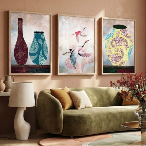 Image of kotart Set of 3 Framed Paintings for Wall Decoration Abstract Paintings Modern Art Wall Painting for Living Room Bedroom - Paintings with Frame (Art 9, 10x13 inch)
