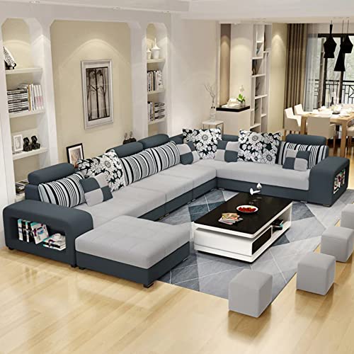 Generic 154903206016901_341102601 Luxury Usb Charging 7 Seater Modern European Fabric Dark Grey 360 * 240 * 176 Cm thumb #3