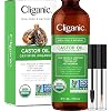 Cliganic USDA Organic Castor Oil, 100% Pure (8oz with Eyelash Kit) – For Eyelashes, Eyebrows, Hair & Skin | Natural Cold…