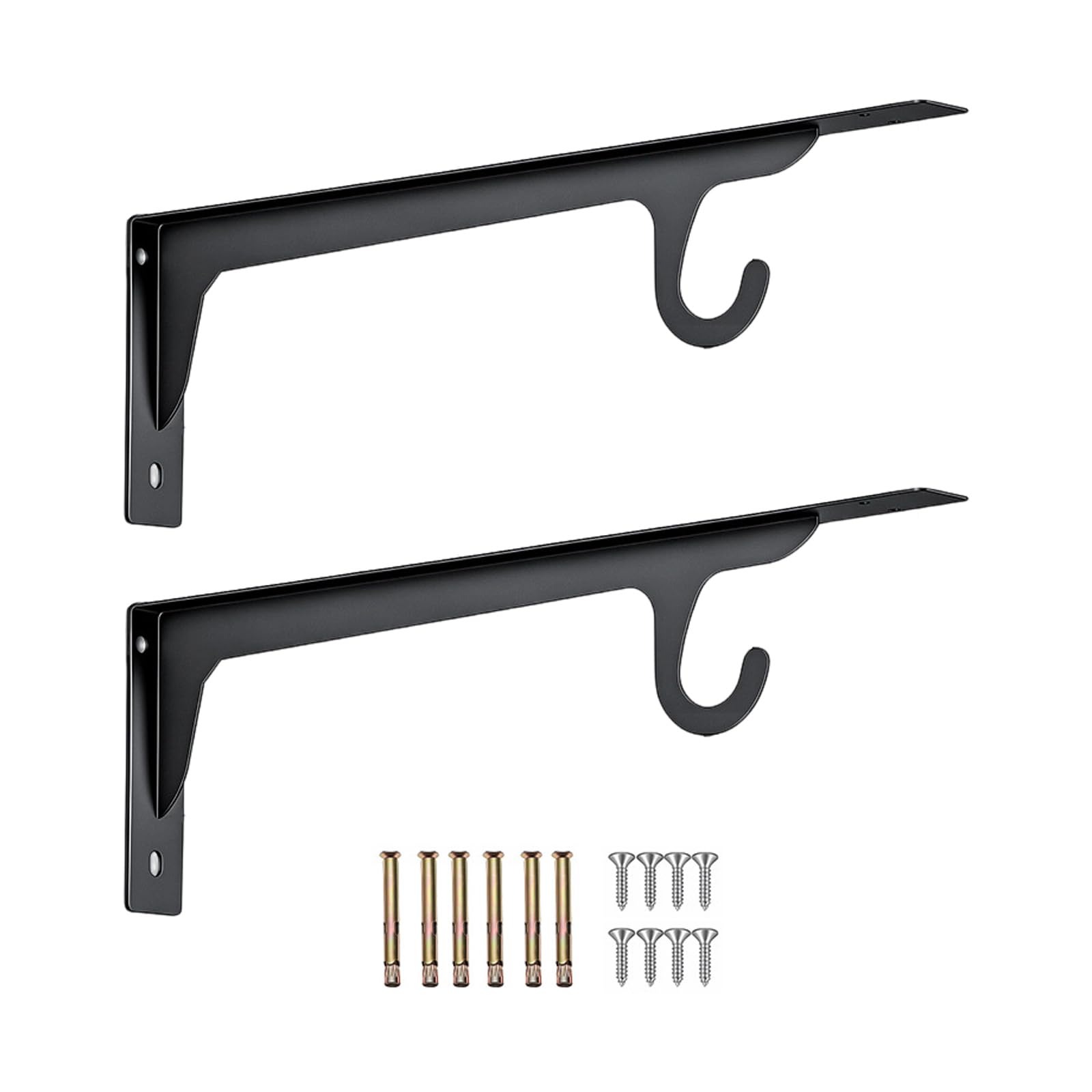 2pcs Reinforced Steel Closet Rod Supports with 200Lb Capacity Wall Hook Brackets for Organizing Wardrobes & Shelving Vertical Space Planner