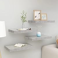 Vista 89 de Estantes flotantes de pared, 2 piezas de madera de fibropanel de densidad media gris de 47.2 x 9.3 x 1.5 pulgadas, estante de almacenamiento