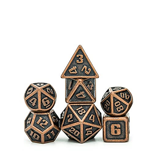 Pen and Paper Würfel Set Mini-Mimir - kleine Metallwürfel im Set für Pen & Paper, 7-teiliges Würfelset, für Dungeons and Dragons, W4 bis W20