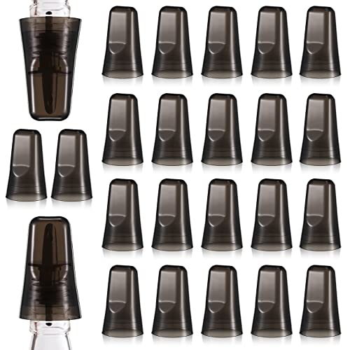 Chengu 24 Pieces Liquor Bottle Covers Pour Spout Covers Bar Toppers for Bottles Universal Pour Dispenser Dust Translucent Silicone Rubber Spout Caps for Bar Home Kitchen Tools Supplies (Black)