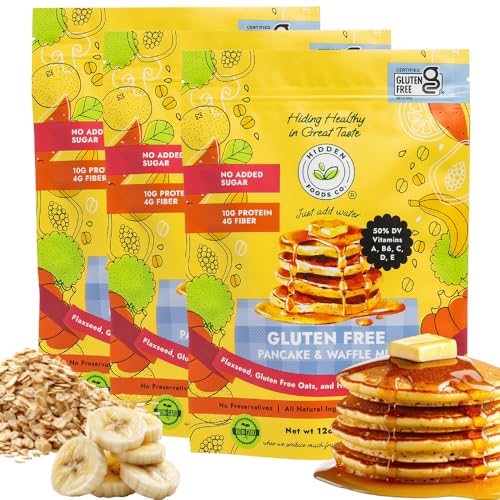 Hidden Foods Gluten-Free Pancake and Waffle Mix 3-Pack, High in