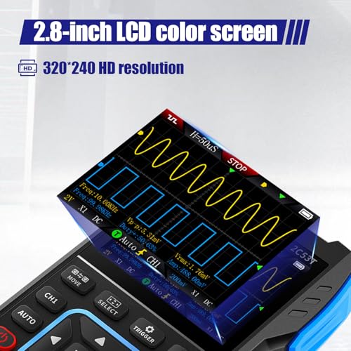 Oszilloskop Multimeter,3-In-1 Digital Oszilloskop Signal Generator, 2-kanal Zweikanal 50mhz Bandbreite, Multimeter Mit Oszilloskop Mit 250ms/S Abtastrate, 19999 ZäHlungen