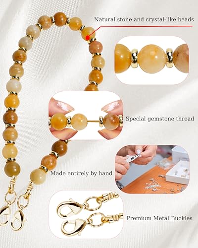 Image of Marble Beaded Phone Wrist Strap for Women, Detachable Design | 304 Steel Core, detachable phone wristlet with tether tab, keeps your phone secure for shopping, travel and daily use.