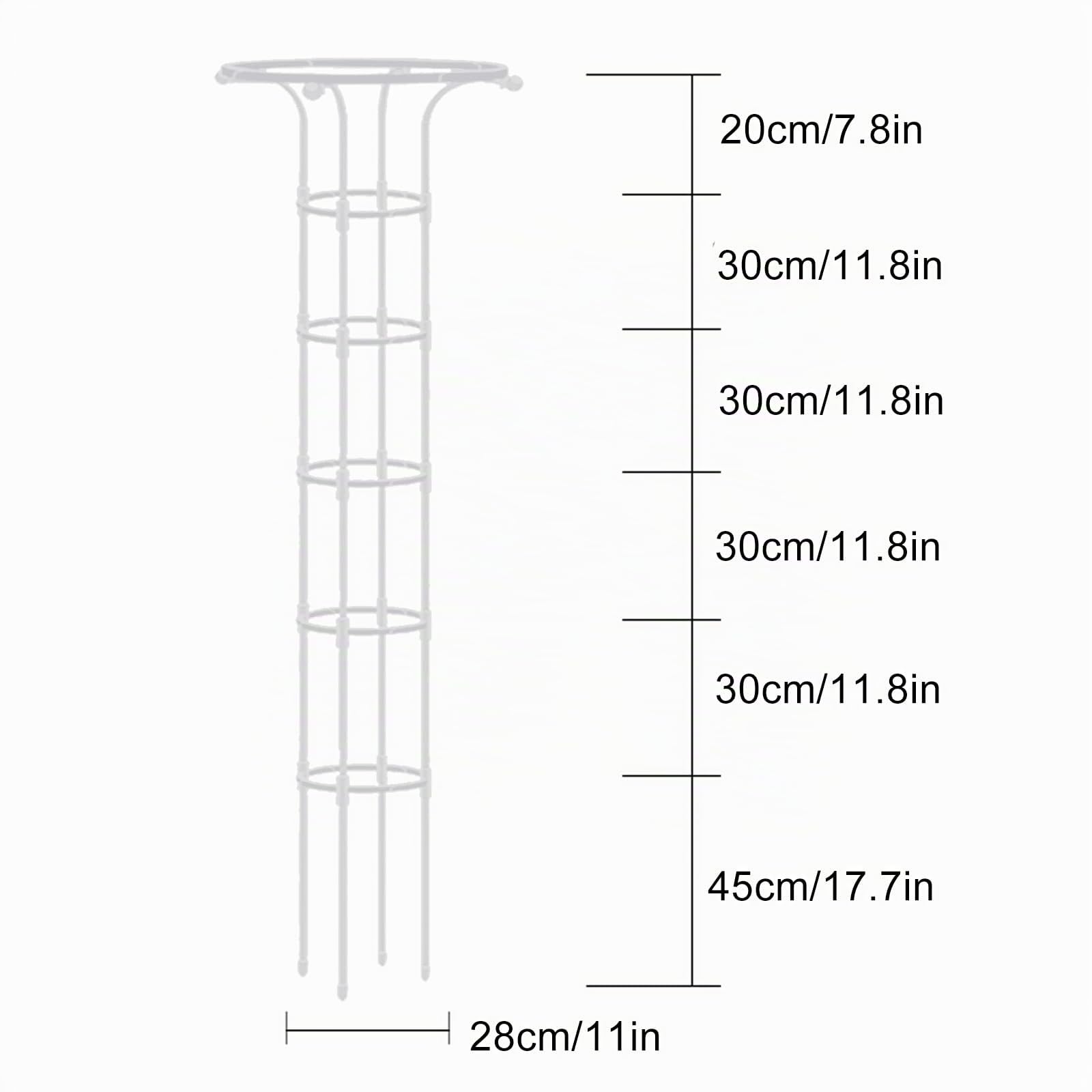 TITA-DONG Treillis Obélisque de Jardin pour Plantes Grimpantes Treillis Extérieur et Intérieur pour Plantes en Pot, Tour de Treillis Parapluie Vertical en Métal avec Revêtement PE,(Blanc 185 * 28 cm)