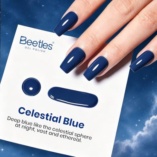 Image of Beetles Navy Blue Gel Nail Polish, 15ML Celestial Blue Gel Polish