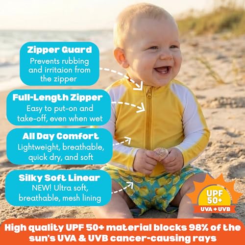 Image of SwimZip Boys' Long Sleeve Rash Guard & Swim Shorts Set - UPF 50+ Sun Protection