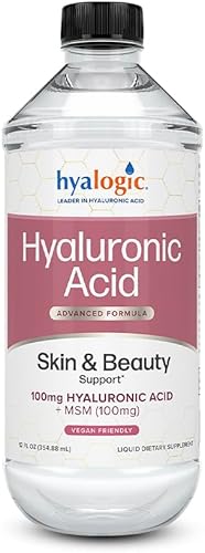 Hyalogic Suplemento líquido de ácido hialurónico – Apoyo ingestible para la piel con 100 mg de HA y 100 mg de MSM – Hidratación natural para la
