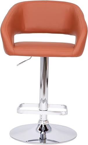 Miniatura 8 de Flash Furniture Erik Taburete de bar contemporáneo cómodo y elegante con respaldo medio redondeado y reposapiés, altura ajustable, vinilo coñac con