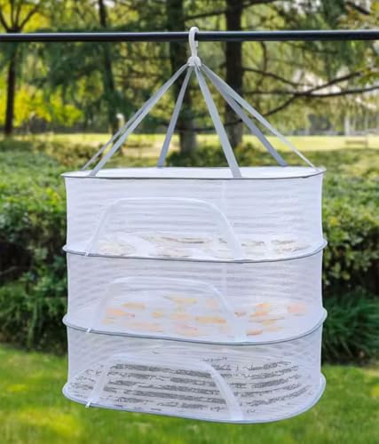 Image of 3 Layer Hanging Herb Drying Rack with Foldable Mesh Design | Fine Breathable Mesh, Zipper Closure, 360 Hanging Hook, Fast Air Circulation, Space-Saving Storage