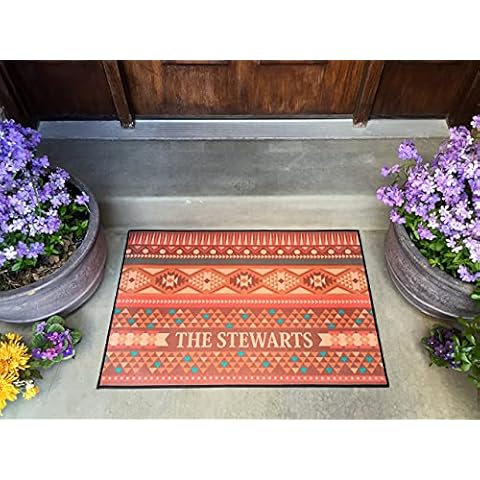 Qualtry Custom Door Mat for Front Door - Personalized Outdoor Welcome Mat or Indoor Mat for Front Door Entry (Large 36” x 24”, Orange Stewart Design) - Wedding or Housewarming Gift Cover