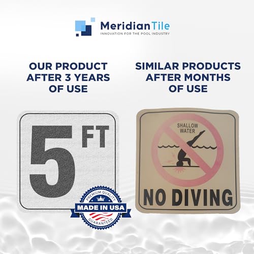 Aquatic Custom Tile, 5FT Pool Depth Markers, 6x6 Inches Vinyl Pool Stickers, Swimming Pool Number Markers, Pool Safety Signage, Adhesive Pool Depth Markers Stickers for Decks, Made in USA - (1 Pack) by Aquatic Custom Tile - Used condition - Image 4