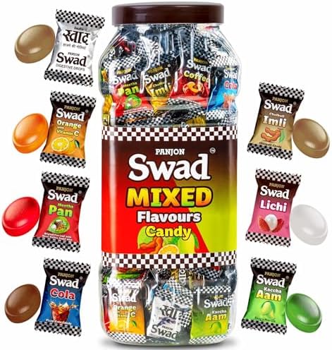Swad Mixed Candy Jar Meetha Pan, Imli, Coffee, Kacha Aam, Orange 200 Candy
