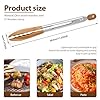 2Pcs Olive Wood Cooking Tongs with Woods Tips and Stainless Steel Handle Locking Kitchen Tongs Nonstick Wood Tongs Multifunctional Salad Tongs for Cooking Serving Grilling #2