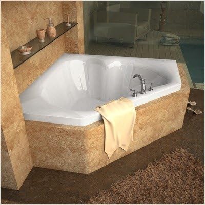 Tobago 60 x 60 x 23" Corner Soaking Bathtub Color/Trim / Tile Flange: White / Yes
