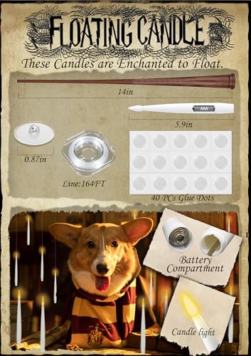 Floating Candles with Wand, 20 PCs Magic Hanging Candles, Flickering Warm Light Flameless Floating LED Candle with Wand Remote, Battery Operated Window Taper Candle Set for Theme Party Birthday Gift - Image 3