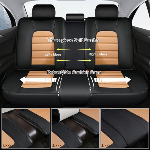 Image of Nappa Leather Seat Covers for Ford Bronco Sport 2021-2024,Car Seat Covers Full Set,Waterproof Seat Protectors Auto Seat Covers,Breathable Nonslip Interior Cover Seats for Cars(Black and Orange)