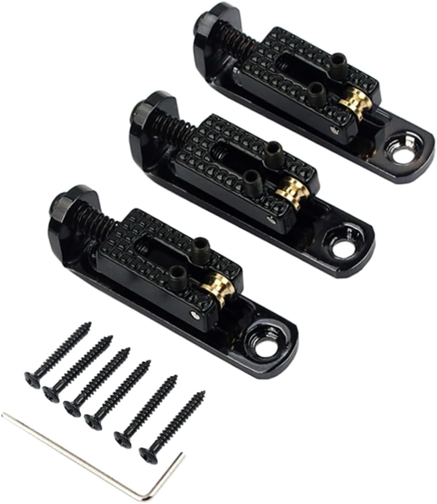 HANABASS Black Patterned Single Ball Guitar Bridge for Bass Guitar Sturdy Replacement Parts Compatible Models