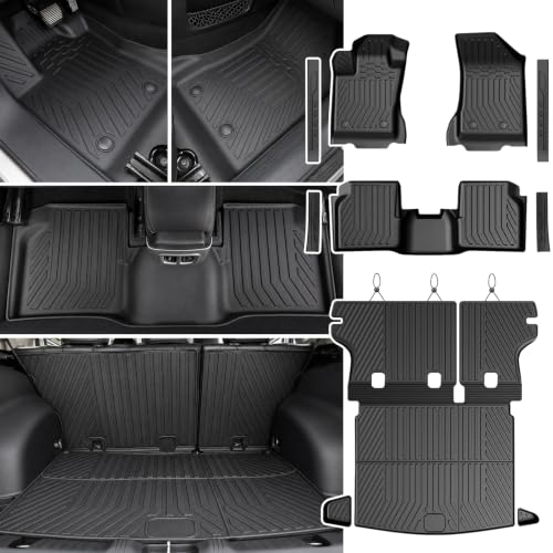 JOULARISE Floor Mats Set for Jeep Compass 2017-2025 2026 All Weather TPE Cargo Liner Trunk Mat Backrest Mat Door Sill Guards Accessories Fit New Body Style 2nd Generation