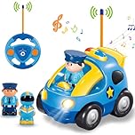 Pup Go My First Remote Control Car for Toddler Age 1 2 3 Years Old, Baby Police RC Racing Toy, 2 Interchangeable Dolls with Siren & Lights, for Boys & Girls 18 Months (Sapphire Blue)