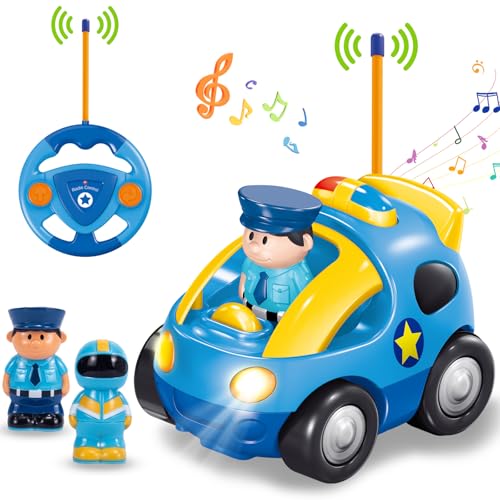 Pup Go Kids Remote Control Cartoon Police Car - Radio Control Race Car Toys con música y Luces, El Primer Coche teledirigido niños de 2 años