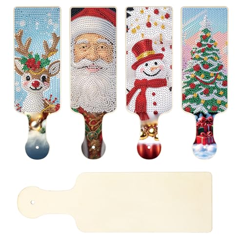 Image of 4 Pcs Diamond Art Painting Tray Board for Adults, DIY Crystal Rhinestones Diamond Art Board Christmas, Indoor Kitchen Dining Table Decoration Gift, Dessert Display for Birthday, Party, Christmas