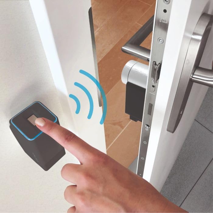 EKEY UNO 200328 Vingerafdrukscanner met accu incl. Nuki Smart Lock Pro (4e generatie) zwart, Op accu werkende upgradeset voor alle gangbare deuren, zwart - Afbeelding 4