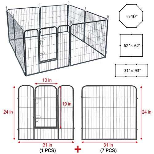 Dog Fence Puppy Pen Outdoor Pet Playpen Portable Dog Kennel Indoor Large Enclosure Heavy Duty Metal Play Yard Gate for… - Image 5