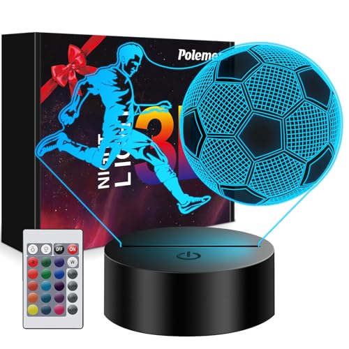 Polemera Cadeau Foot Garcon【Version améliorée du pictogramme d'athlète】, Veilleuse 3D...