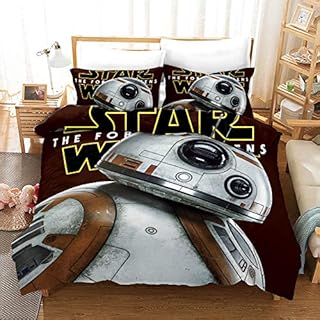 NICHIYO Star Wars Bed Linen Set - Duvet Cover and Pillowcase, Microfibre, 3D Digital Print Three-Piece Bedding (Duvet Cover + Pillowcases) (13, Double 200 x 200 cm)