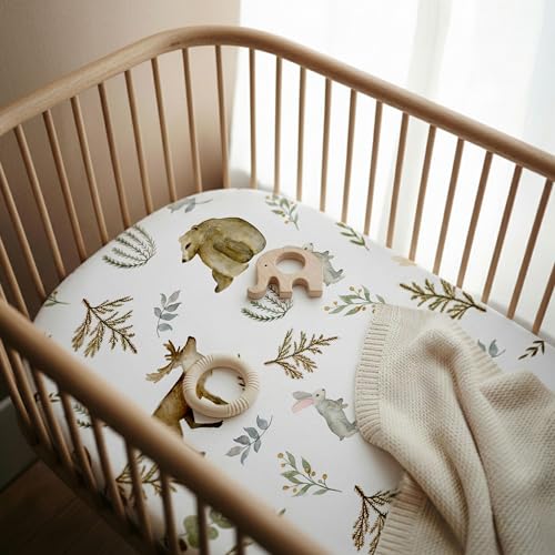 Image of Gllquen Baby Bedside Sleeper Bassinet Sheets 33x20 Inch 4 Pack Girl Boy | Soft OEKO-TEX Certified Bassinet Crib Sheet, Compatible with Baby Delight, Newton Rectangle Bassinet Mattress, Bear