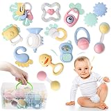 Cuterabit 13PCS Baby Rattles 0-6 Months, Baby Teething Toys with Storage Case, Infant Toys 0-3-6-12