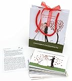 Hochzeitsspiel 52 Postkarten (verschiedene) für die Gäste zum Ausfüllen mit Tipps, Empfehlungen, Rezept für die Ehe usw. Set aus 52 Stück unterschiedlichen Karten als Hochzeit Erinnerung.