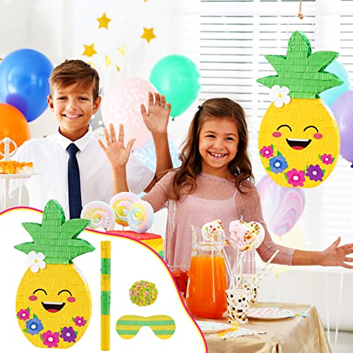 Small Pineapple Pinata For Hawaiian Luau Party Decorations Fruit Pinatas With Wooden Stake Paper Blindfold Colorful Confetti For Birthday Summer Tiki Party Decorations Adults(Pineapple) #TOP3