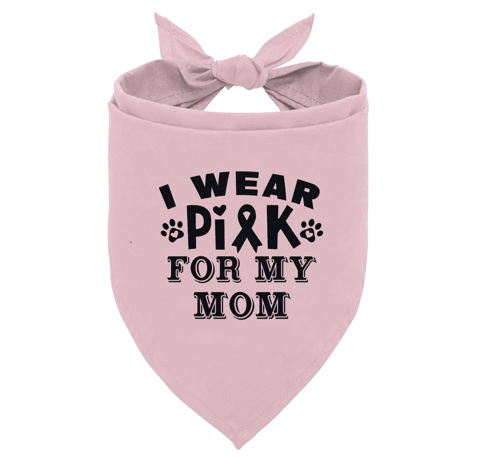 ZPPRJF Pink Dog Bandana, I Wear Pink for My Mom Cancer Ribbon Breast Cancer Dog Bandana, Pet Dog Triangle Scarf, Pet Dog Scarf Accessories, Dog