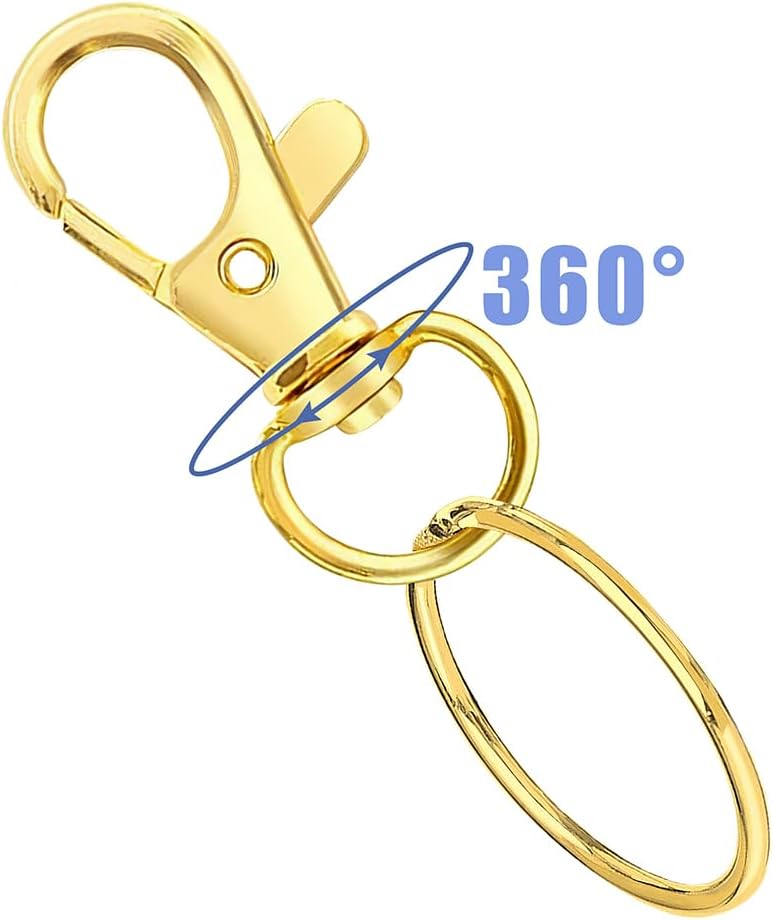 100PCS Premium Swivel Snap Hook Keychains with Key Rings, Metal Keychain Clip and Key Ring, 50PCS Key Chain Hooks and 50PCS Key Rings for Lanyard Crafts Jewelry Keychain Making Gold 32mm/1.25inches image 4