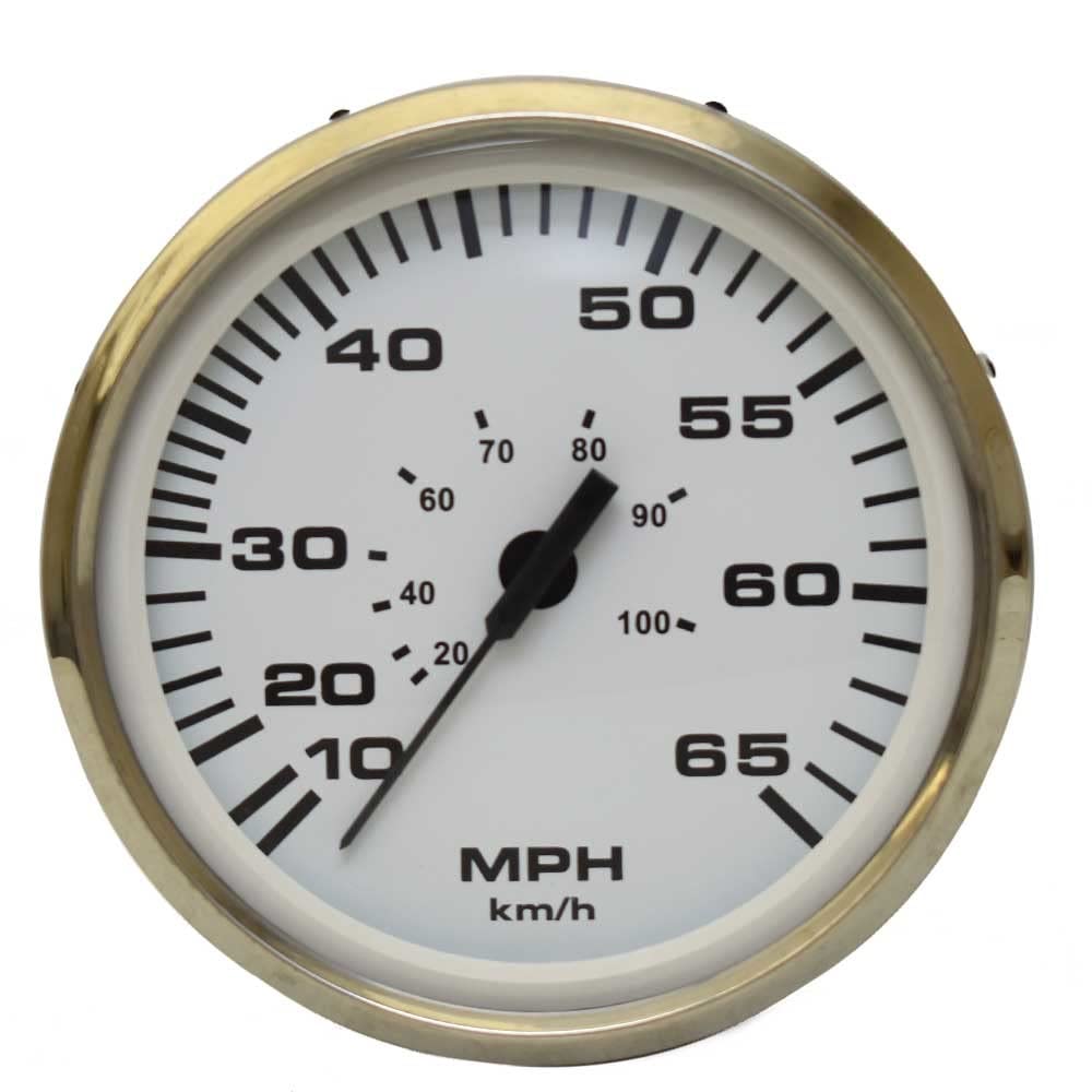 Faria Boat Speedometer Gauge SEK073A | Euro Stainless White 4 3/8 Inch