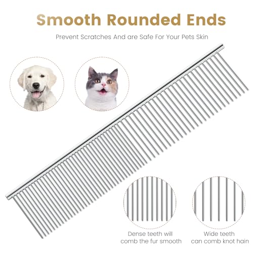 Image of Generic Cat and Dog Grooming Comb, Stainless Steel, Removes Hair and Fleas, Silver
