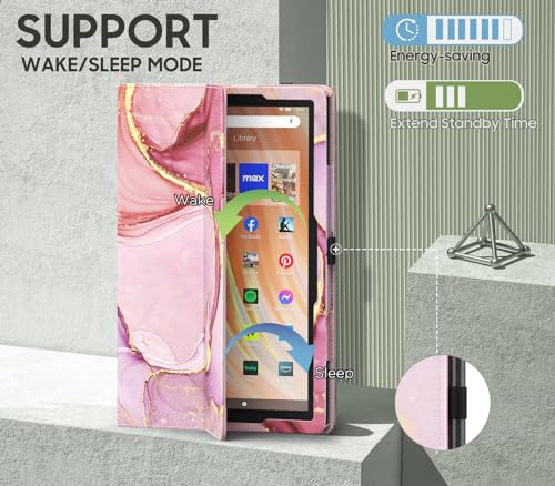 Image of MoKo Case Fits Amazon Kindle Fire HD 10 Tablet(13th /11th Gen) 10.1 inch,Marble Light Pink Gold